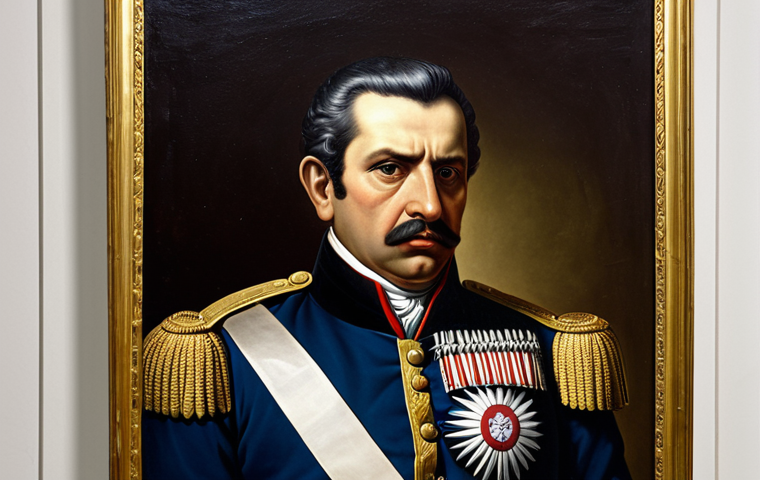 **An imposing portrait of José Gaspar Rodríguez de Francia, "El Supremo," in a grand, neoclassical style, reflecting both his enlightened despotism and the isolationist policies of Paraguay under his rule. The background should hint at both the prosperity achieved through autarky and the shadows of his authoritarian regime.**