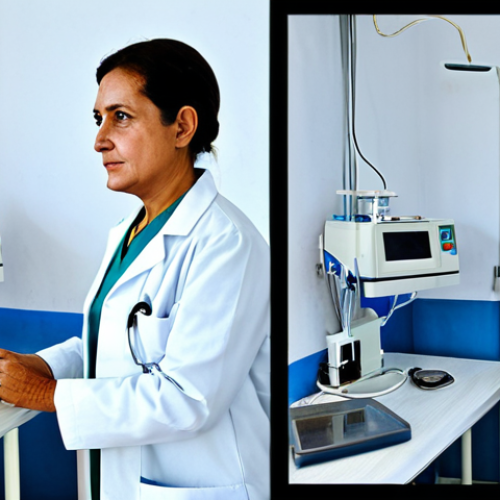 Home 7 A compassionate Paraguayan doctor, fully clothed in professional medical scrubs and a white lab coat. The image is a contrasting diptych. The left side shows the doctor in a state-of-the-art, brightly lit, modern hospital in Asunción, featuring sleek medical equipment and clean surfaces. The right side shows the same doctor in a humble, small rural clinic in a remote Paraguayan village, with basic, older equipment and a rustic interior. The doctor maintains a professional and empathetic demeanor in both settings. perfect anatomy, correct proportions, natural pose, well-formed hands, proper finger count, natural body proportions, professional photography, high detail, realistic, cinematic lighting, appropriate content, safe for work, fully clothed, modest, family-friendly.